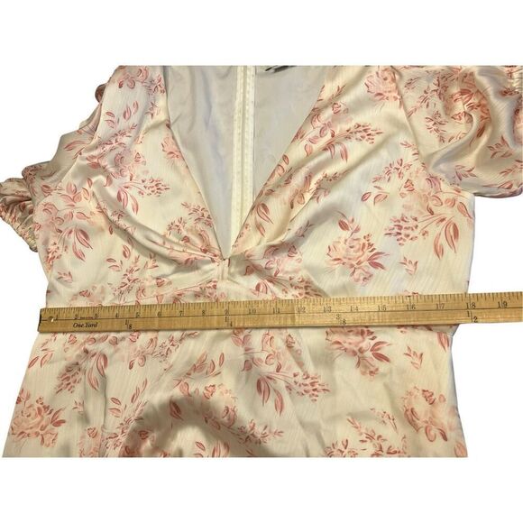 Sachin & Babi 12 Alli Gown Maxi Shift Dress floral Cream V Neck Puff Sleeve - Picture 8 of 9